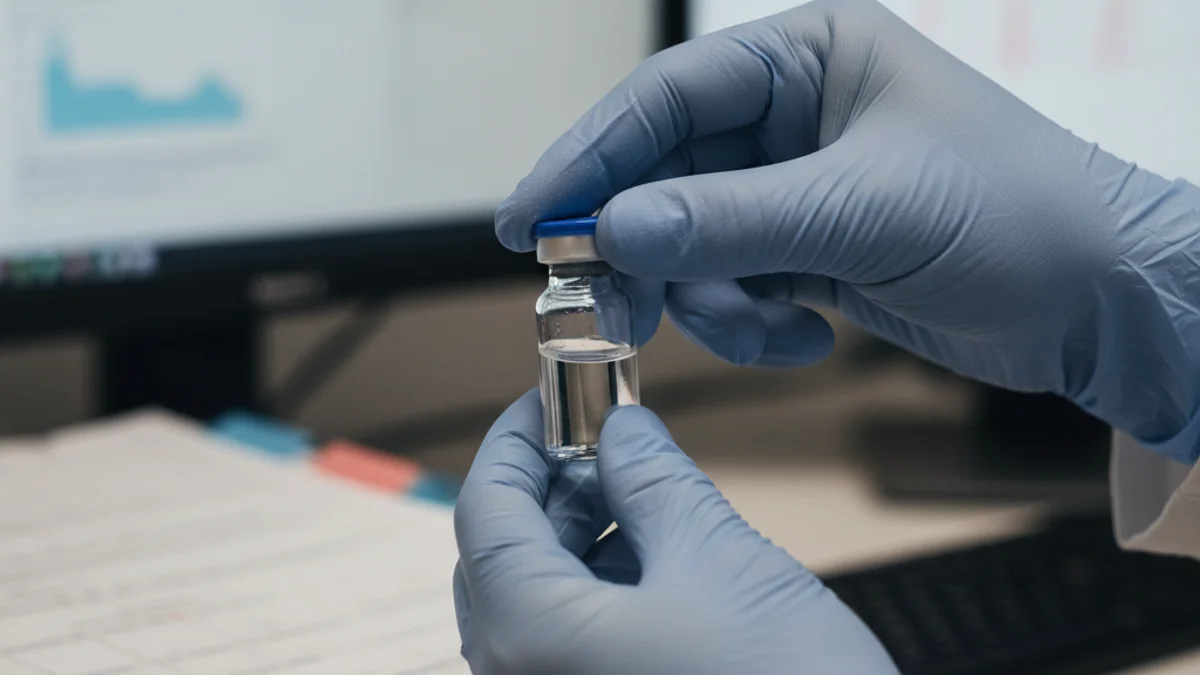 Il·lustració genèrica d'una xeringa de vacuna o un professional sanitari treballant amb registres mèdics.