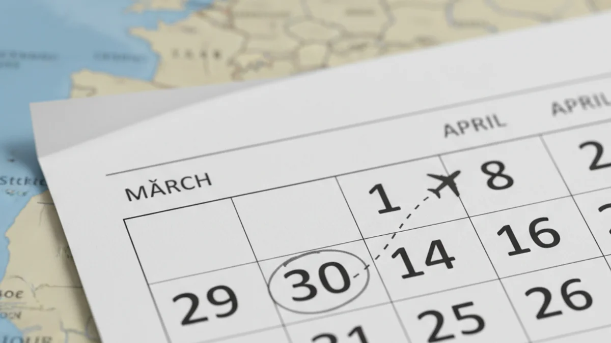 Representació genèrica d'un calendari o un mapa de viatge, simbolitzant la planificació de vacances de primavera.