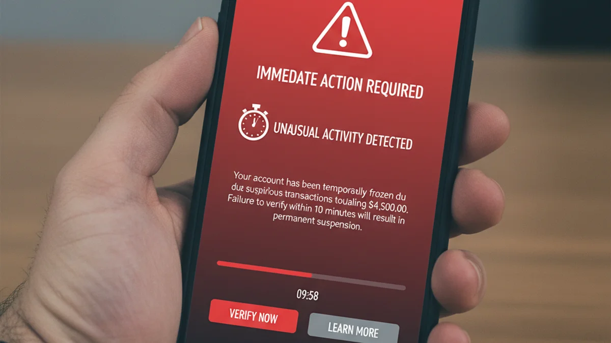 Representació visual d'una persona rebent un missatge de text sospitós al seu telèfon mòbil.