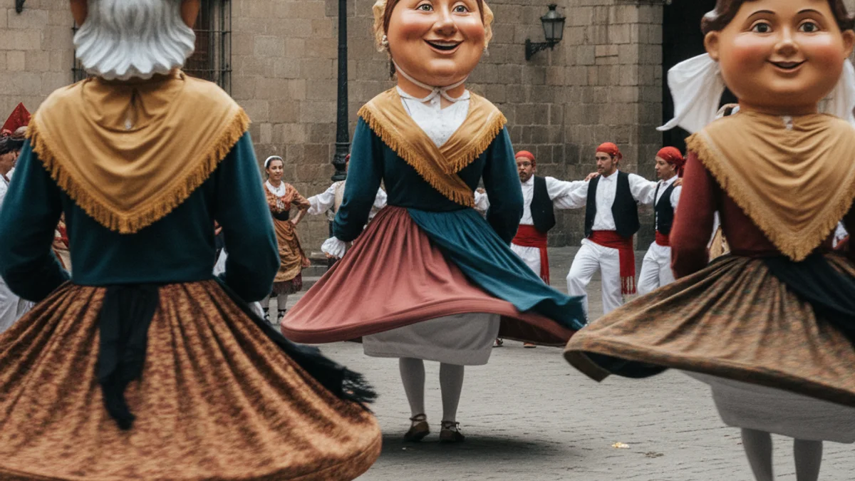 Imatge genèrica d'un grup de dansaires tradicionals catalans actuant en una plaça històrica.