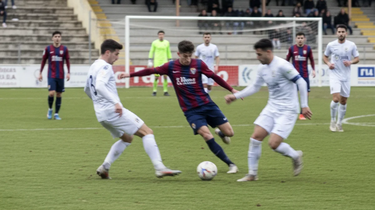 Imatge genèrica d'un partit de futbol de Tercera RFEF, amb jugadors en acció en un camp.