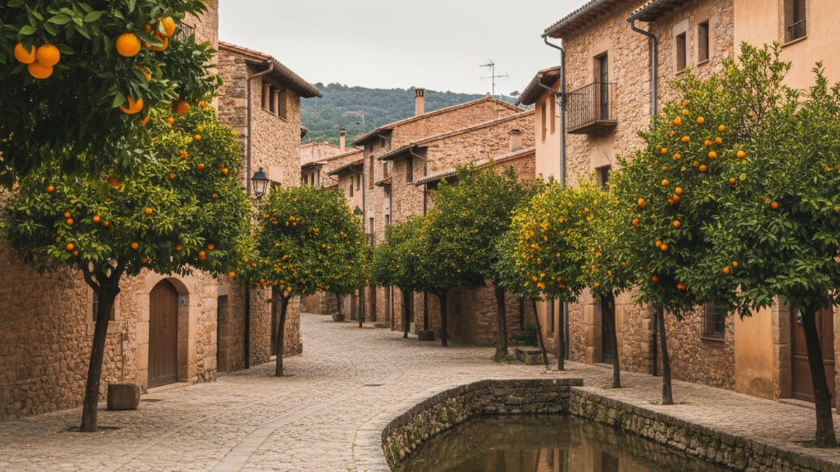 Imatge genèrica d'un poble de ribera català amb cases antigues i un riu, sense persones reconeixibles.