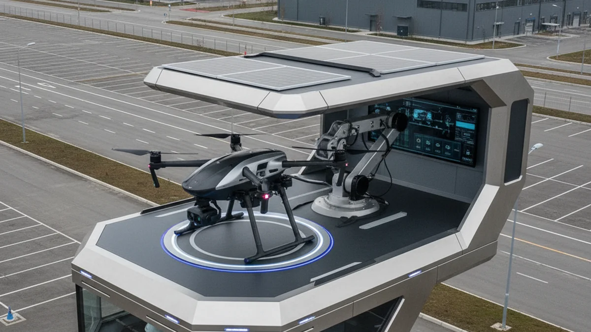 Representació visual d'un sistema de seguretat basat en intel·ligència artificial amb un dron.