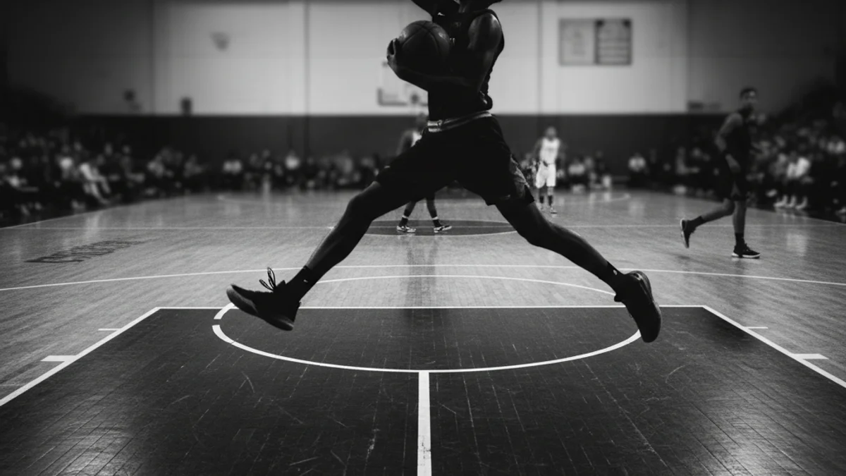 Imatge genèrica d'un partit de bàsquet amb jugadors en acció, sense cares reconeixibles, en una pista interior.