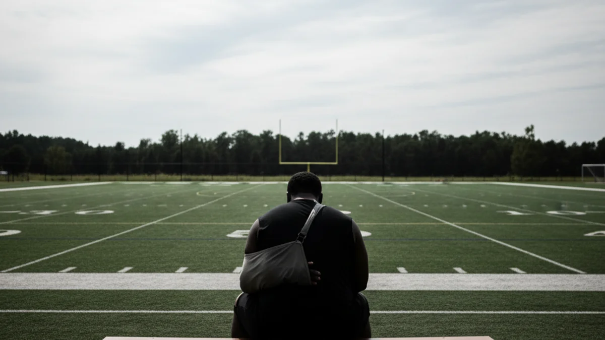 Imatge genèrica d'un jugador de futbol professional en procés de recuperació d'una lesió esportiva.