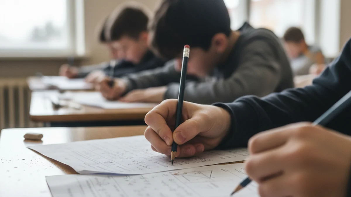 Imatge genèrica d'un grup d'estudiants resolent problemes matemàtics en una competició escolar.