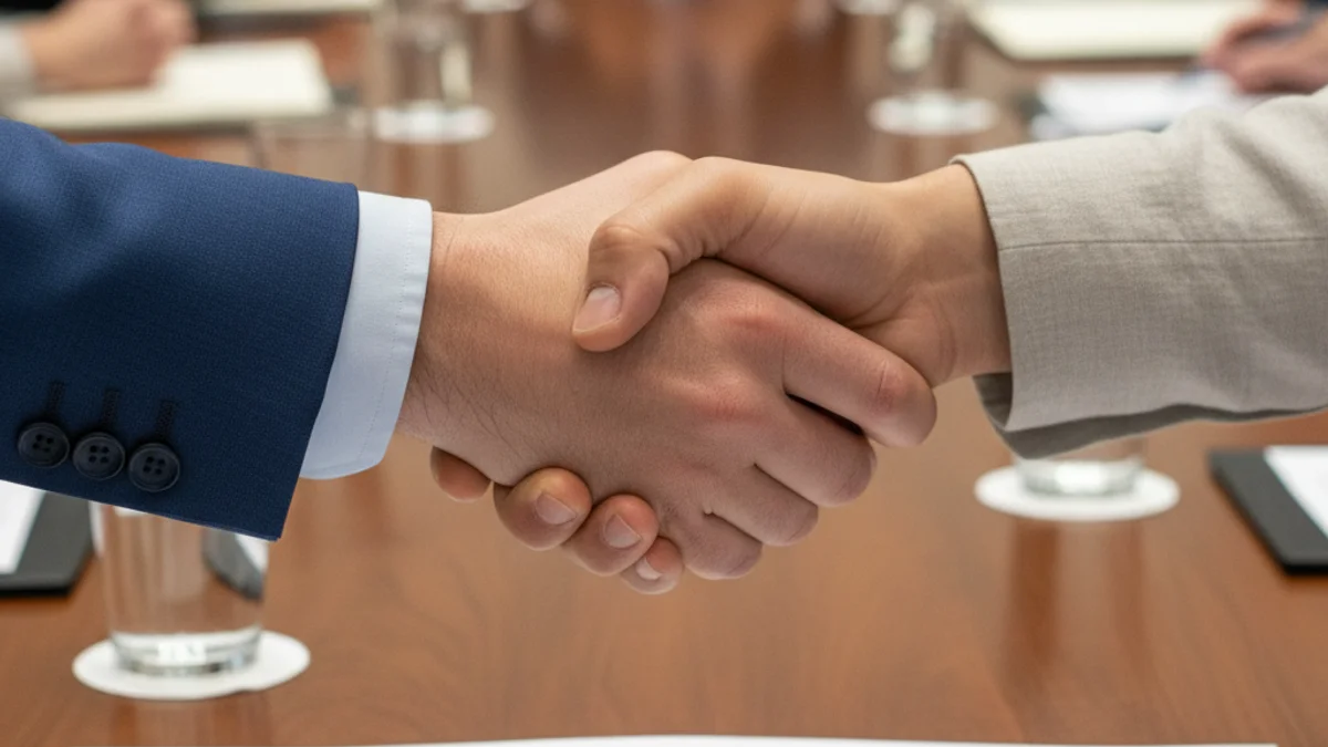 Representació d'una negociació comercial internacional amb mans signant un document sobre una taula.