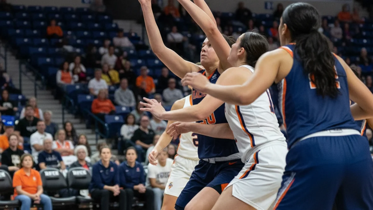Imatge genèrica d'un partit de bàsquet femení amb jugadores en acció a la pista.