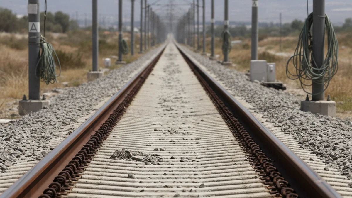Vies de tren d'alta velocitat en un tram recte, simbolitzant la infraestructura ferroviària i la seguretat.