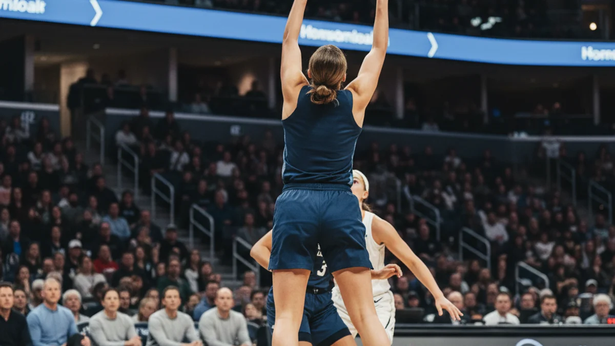 Imatge genèrica d'una jugadora de bàsquet en ple salt buscant un rebot sota la cistella.