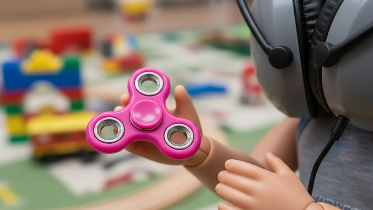 Imatge genèrica d'una nina amb accessoris que representen la sensibilitat sensorial i la inclusió.