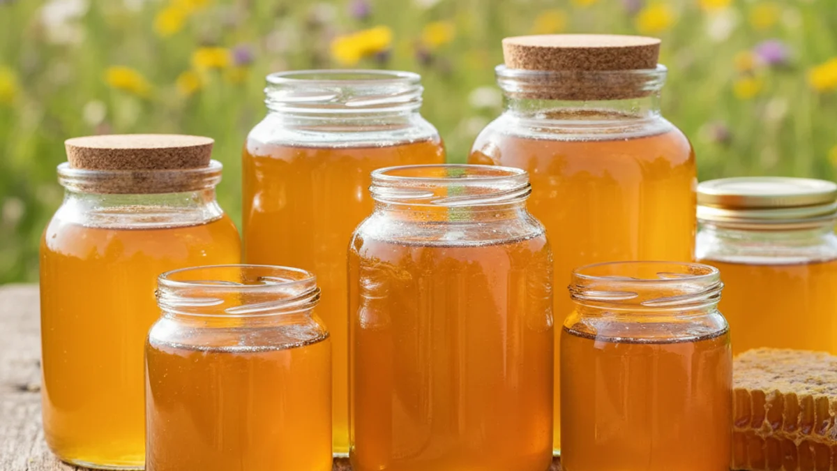 Imatge genèrica de pots de mel ecològica amb etiquetes, simbolitzant la qualitat del producte.