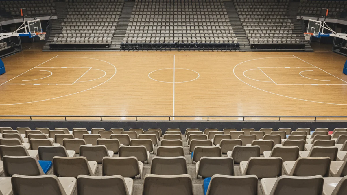 Imatge genèrica d'un pavelló de bàsquet amb seients buits abans d'un partit important de la Lliga Endesa.