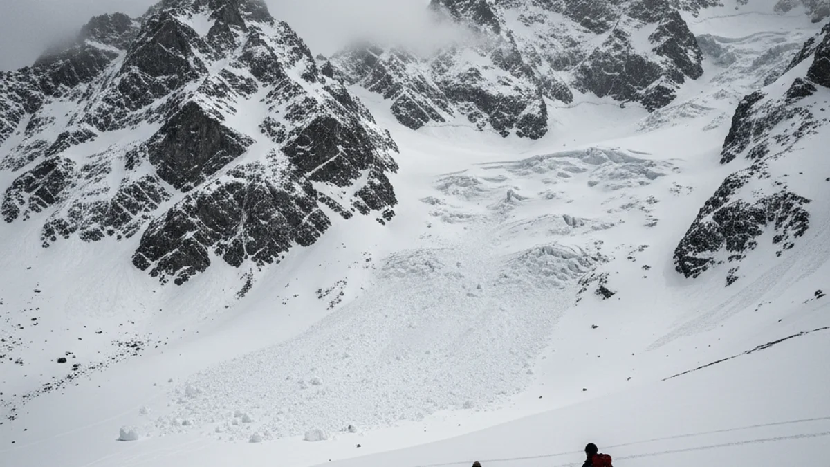 Imatge genèrica de rescatadors buscant en una zona nevada d'alta muntanya després d'una allau.