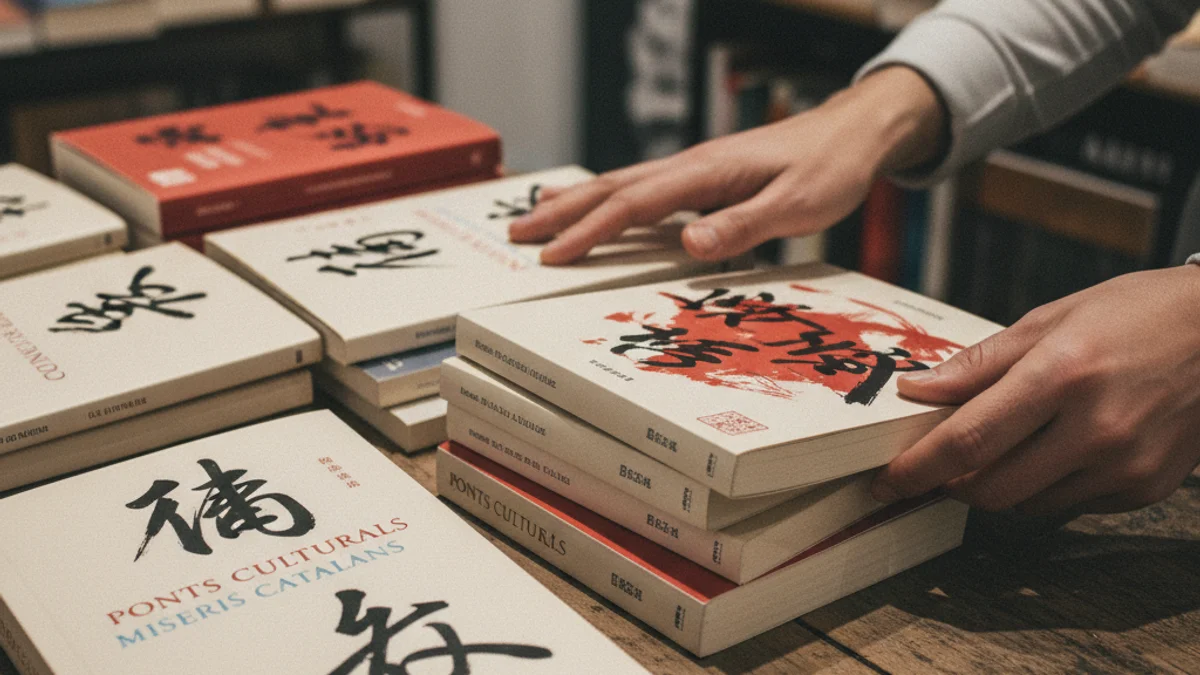 Imatge genèrica d'una pila de llibres de literatura xinesa recentment traduïts al català, amb un estil de fotografia documental.