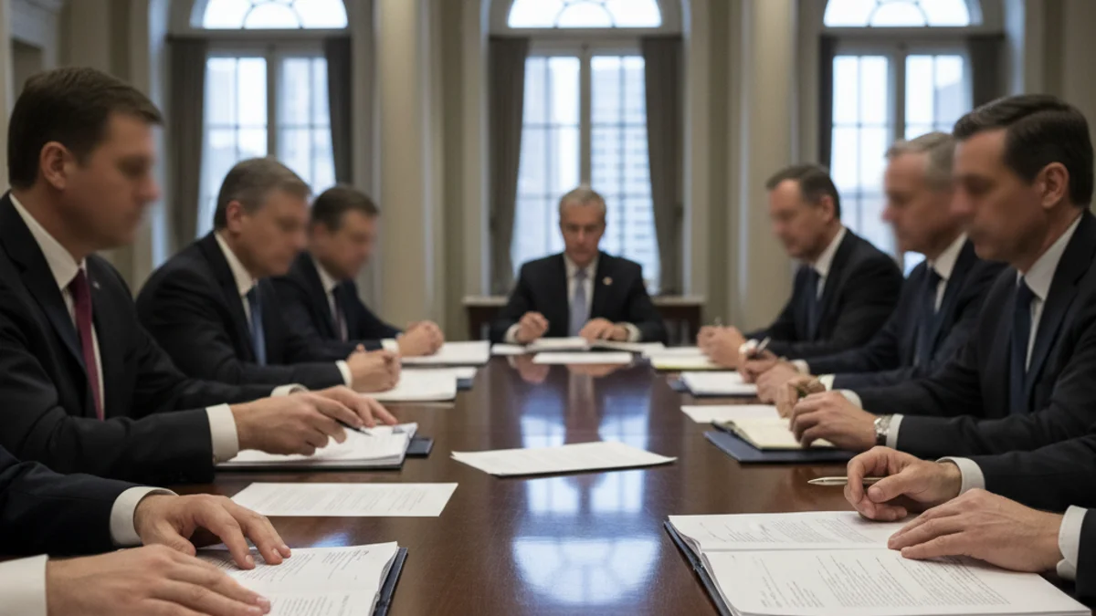 Representació genèrica d'una reunió d'alt nivell sobre infraestructures ferroviàries i gestió de crisi.