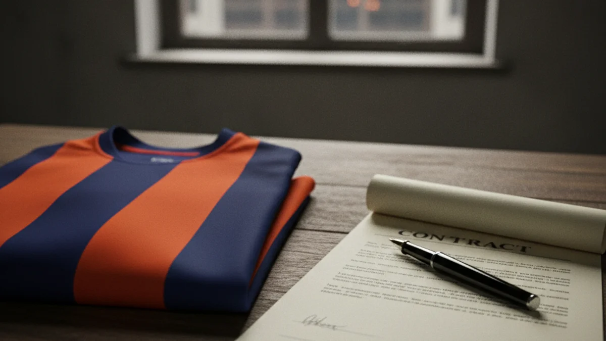 Imatge genèrica d'una samarreta de futbol sobre una taula, simbolitzant un nou fitxatge i la signatura de contracte.