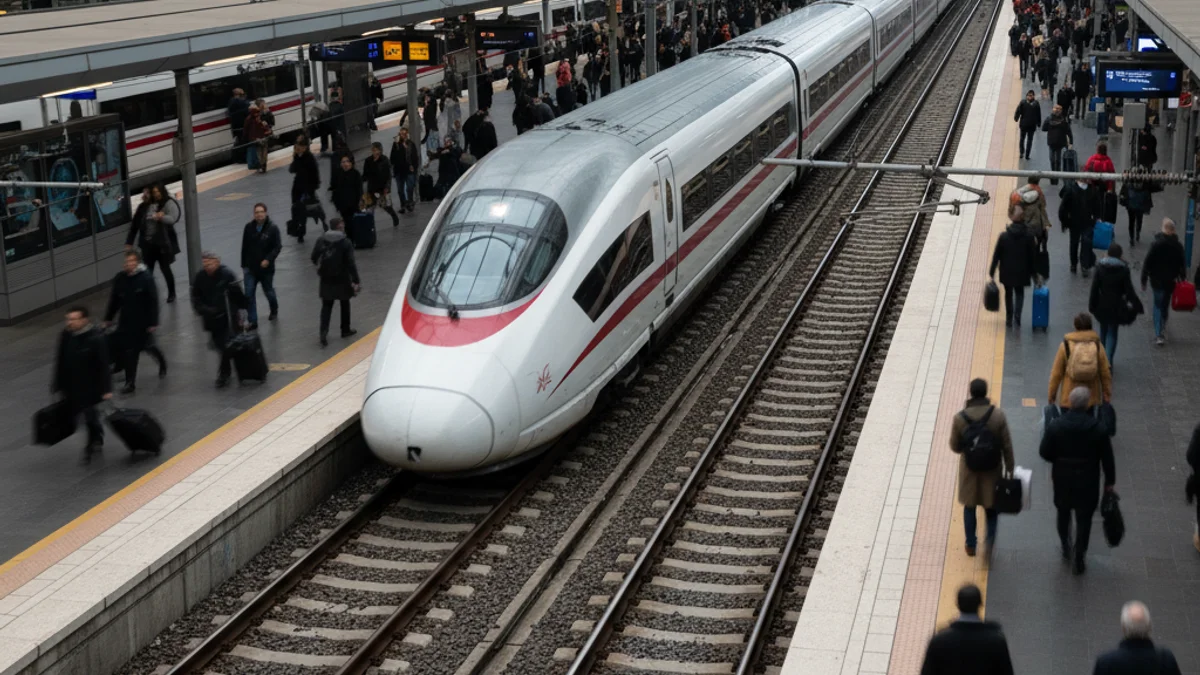 Imatge genèrica d'un tren d'alta velocitat entrant o sortint d'una estació espanyola durant un període de gran afluència.