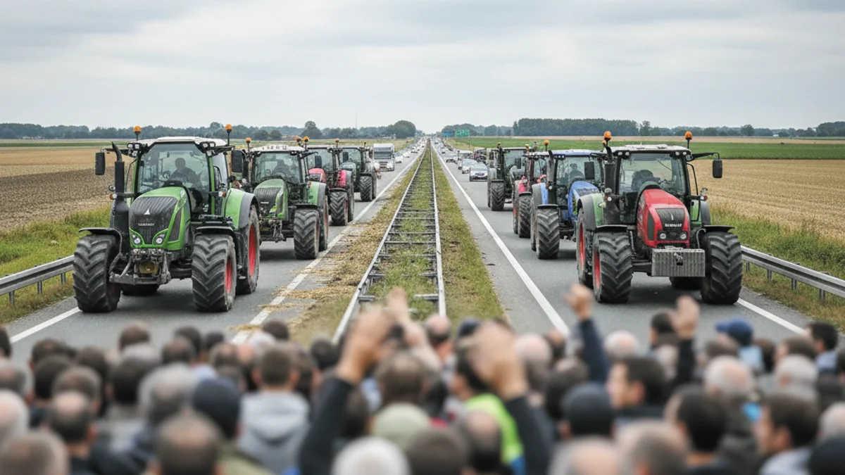 Imatge genèrica d'una carretera tallada per tractors durant una protesta agrícola a Catalunya.