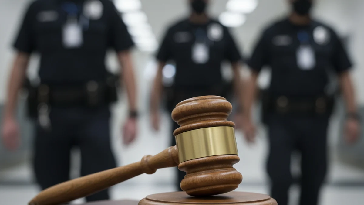 Imatge genèrica d'un jutjat o d'un avió a l'aeroport amb presència policial, simbolitzant la justícia i l'ordre públic.