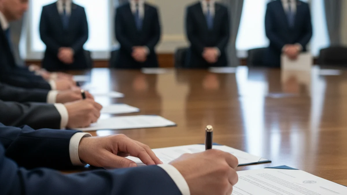 Imatge genèrica d'una sala de juntes o un acte institucional amb figures borroses.