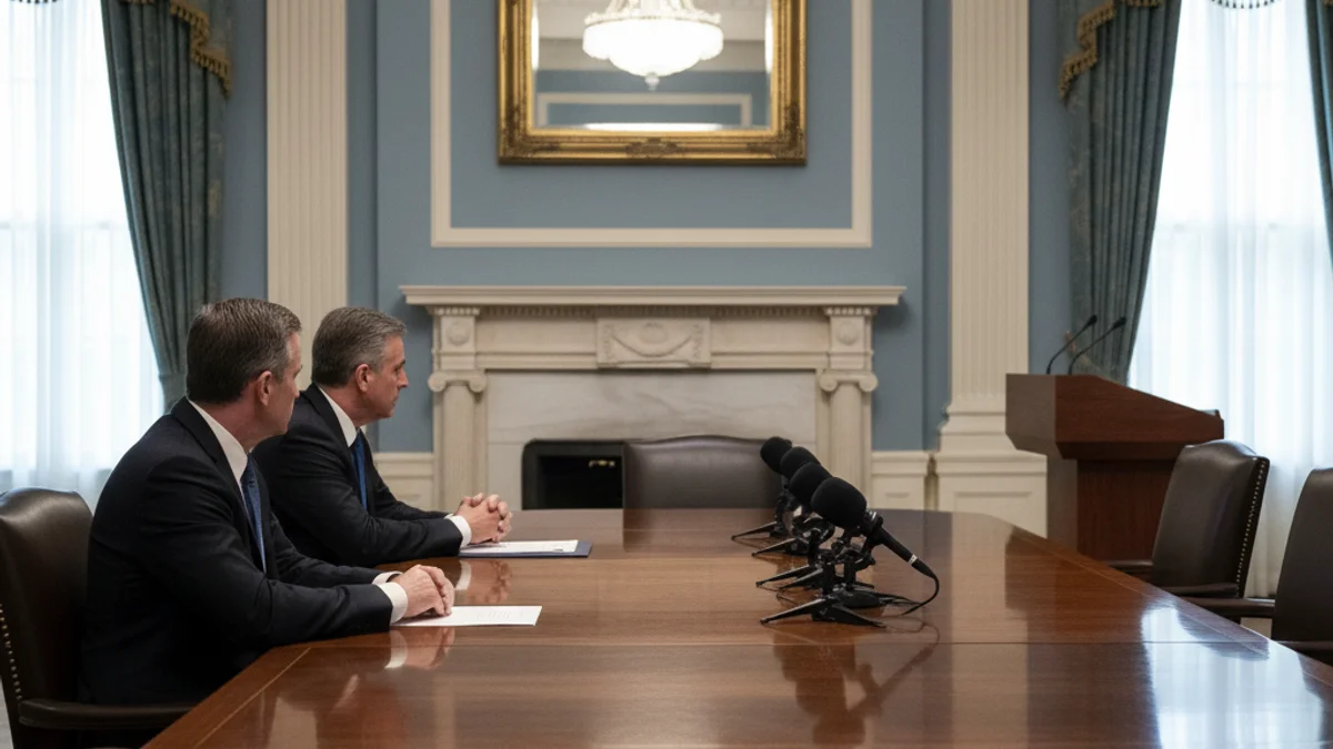 Imatge genèrica d'una reunió d'executius d'energia en un entorn institucional, com la Casa Blanca.