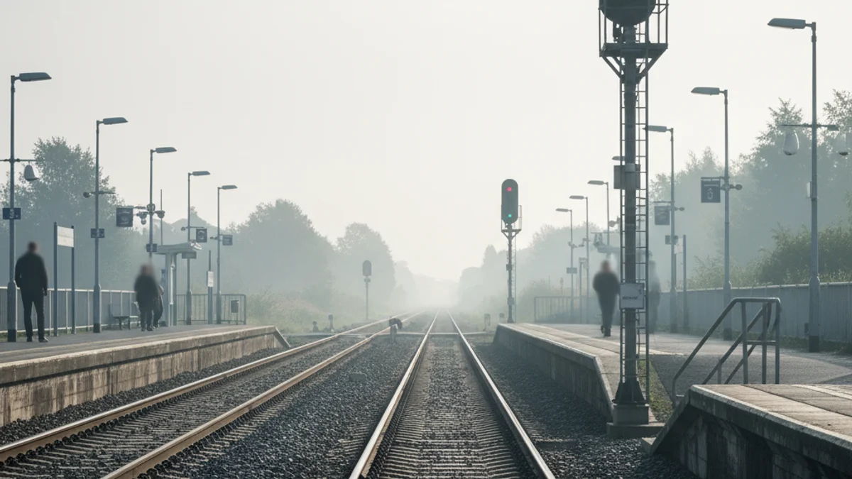 Imatge genèrica d'una via de tren buida a prop d'una estació al matí, simbolitzant la represa del servei.