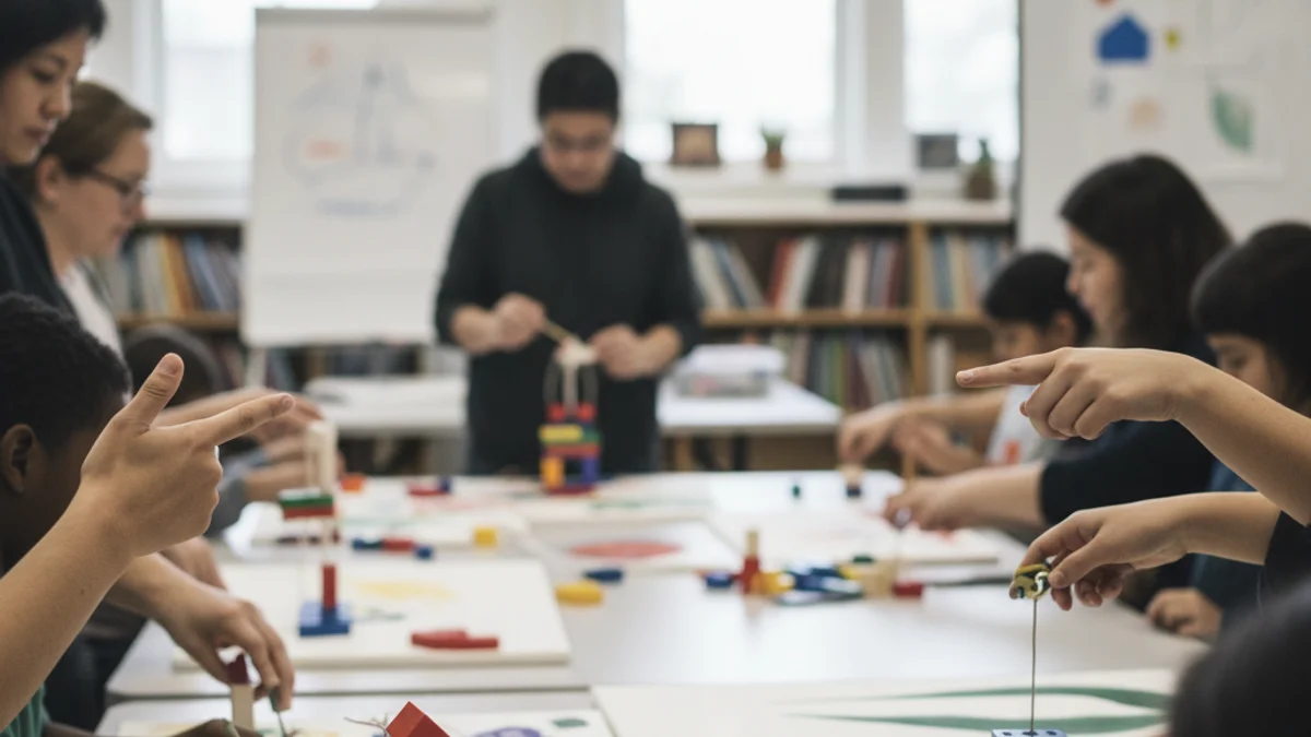 Il·lustració genèrica d'un grup de nens i adults participant en una activitat educativa comunitària.