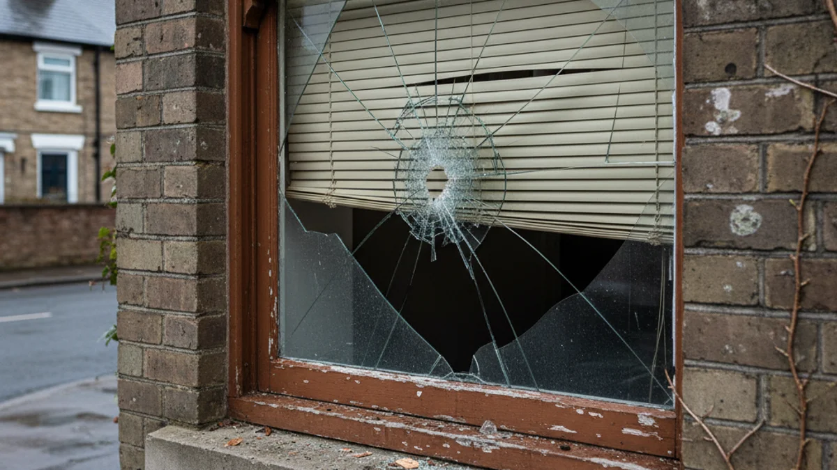 Imatge genèrica d'una finestra forçada o una persiana aixecada en una casa durant la nit, simbolitzant un robatori.