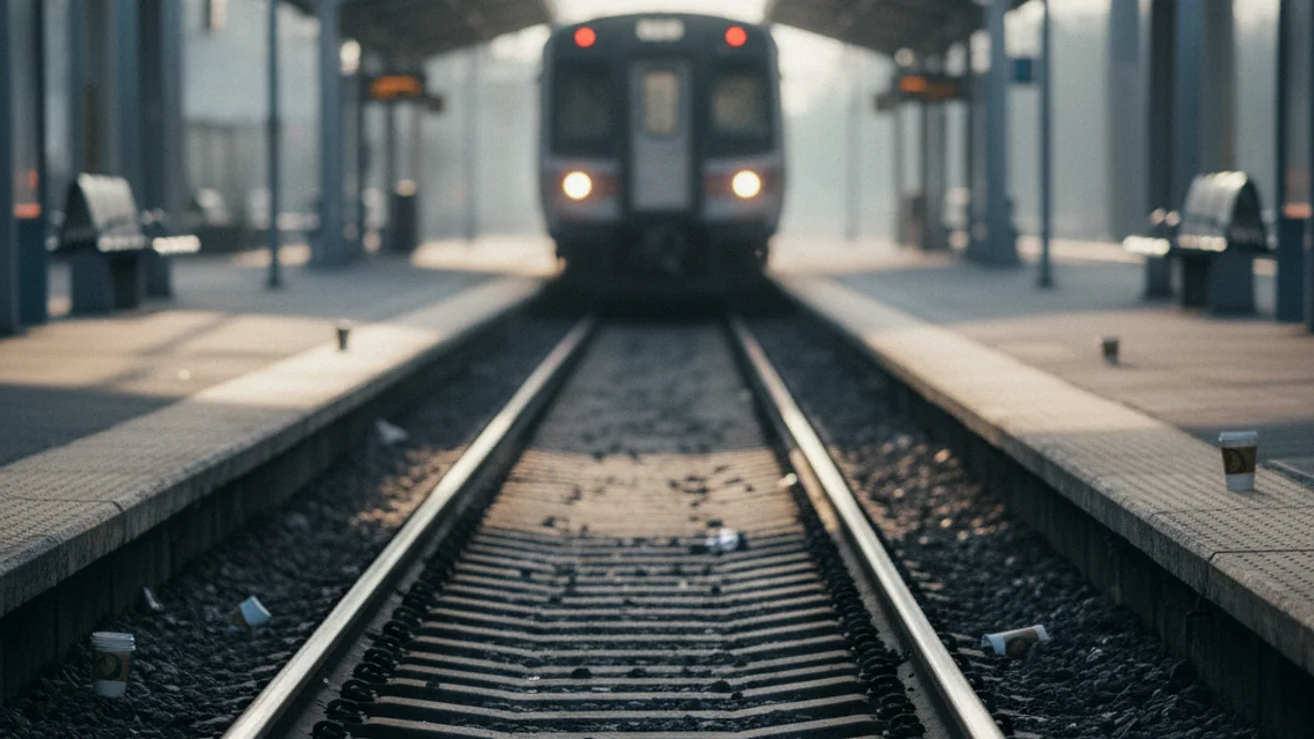 Imatge genèrica d'una estació de tren de Rodalies amb viatgers esperant a l'andana a primera hora del matí.