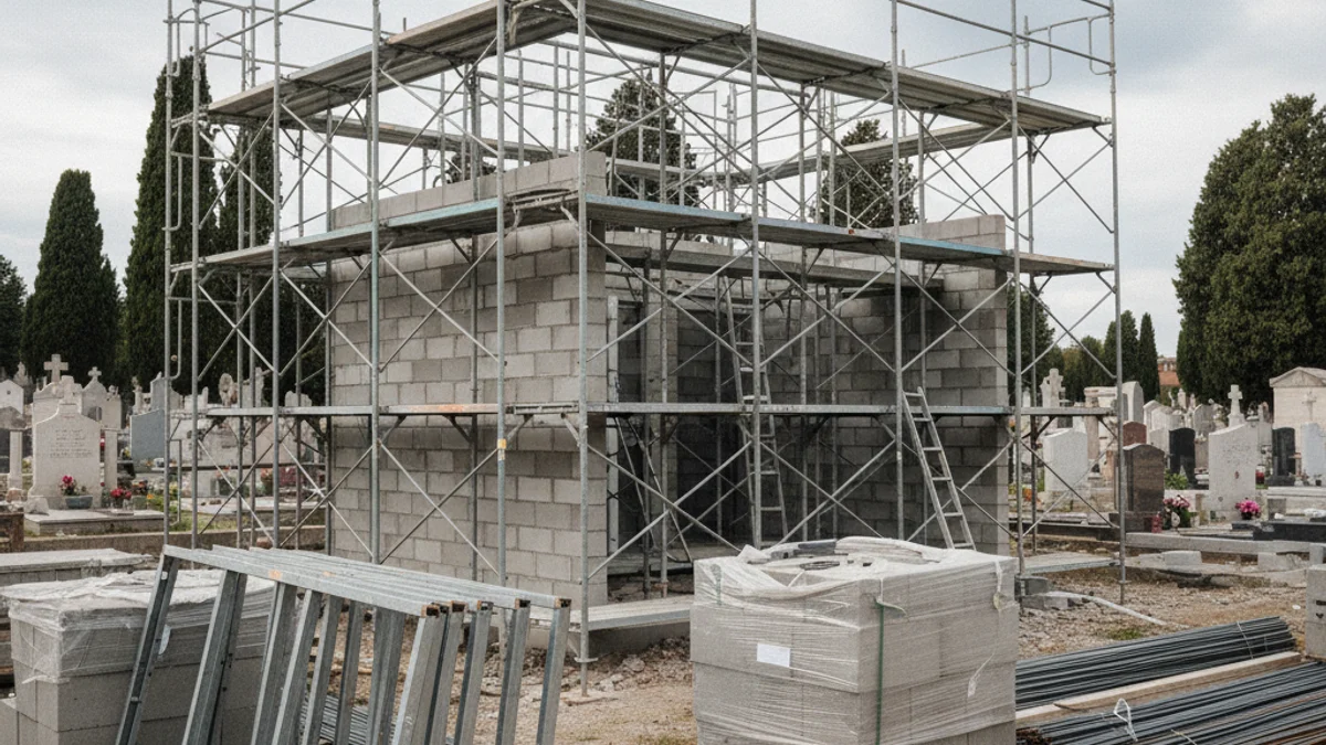 Imatge genèrica d'obres de construcció o ampliació d'una infraestructura municipal, com un cementiri.