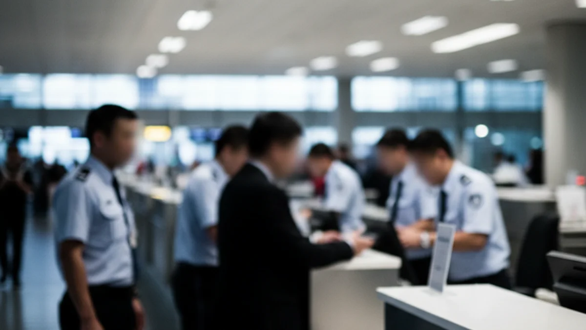 Imatge genèrica d'un control de passatgers en un aeroport o una comissaria de policia.
