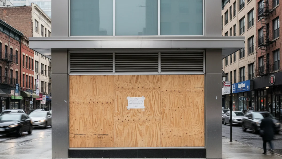 Facade of a modern commercial building on Diagonal Avenue in Barcelona with a closed ground-floor establishment.