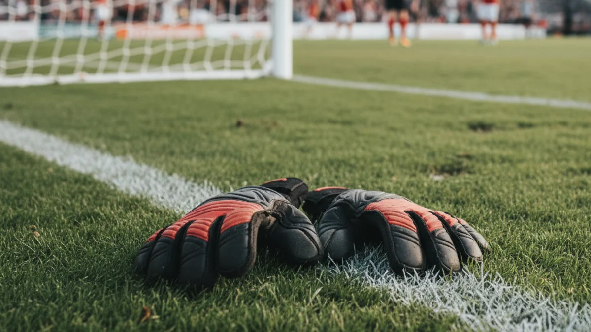 Guants de porter damunt la gespa d'un camp de futbol, simbolitzant un fitxatge imminent.