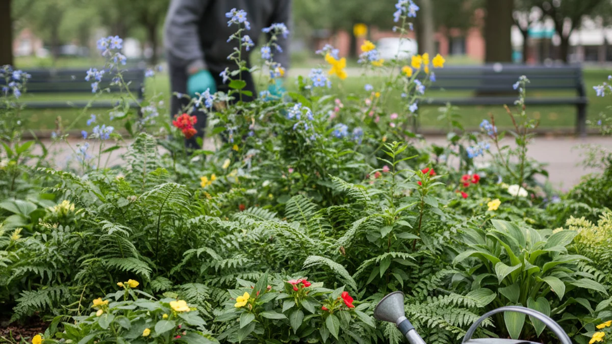 Imatge genèrica de jardiners treballant en una zona verda urbana o un parc municipal.
