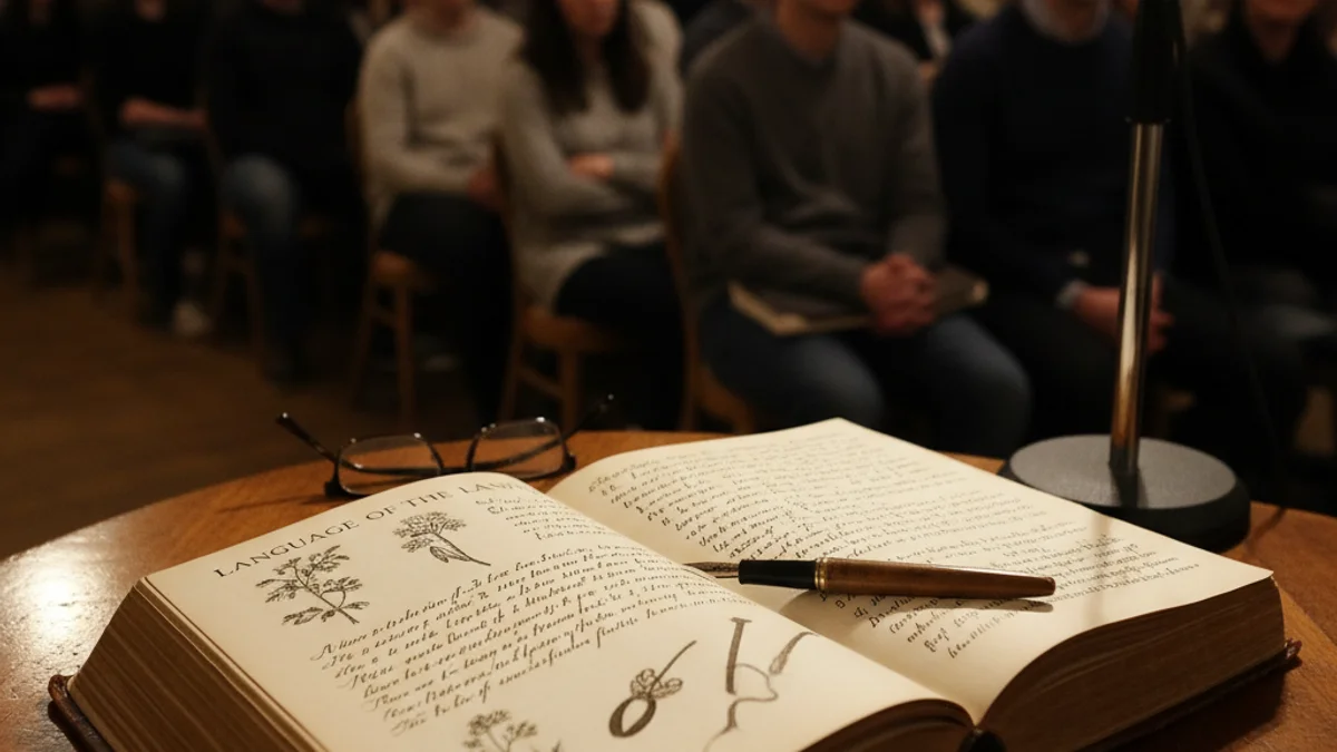 Imatge d'un llibre obert amb notes manuscrites sobre un dialecte local, amb un fons que suggereix la Costa Brava.