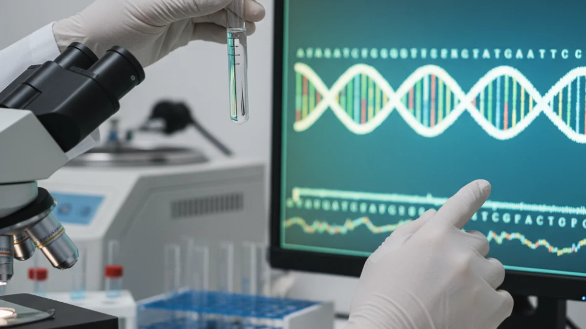 Imatge genèrica d'un laboratori o un científic analitzant dades genètiques relacionades amb la longevitat.