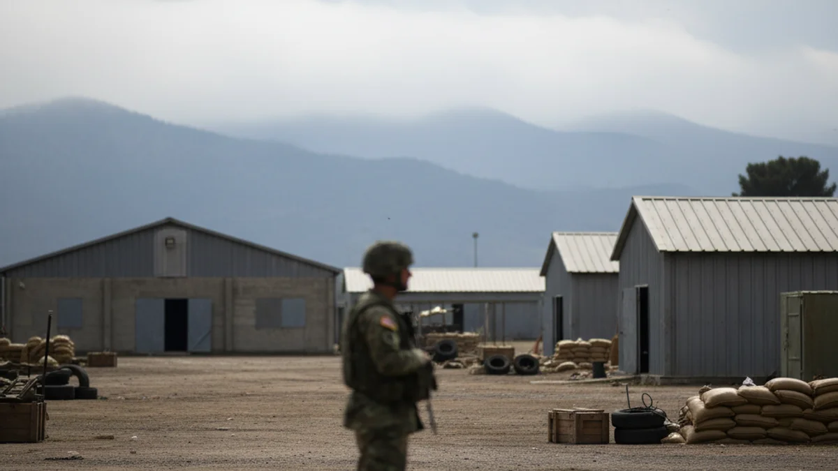 Silueta d'un soldat amb uniforme militar en un entorn d'entrenament o quarter.