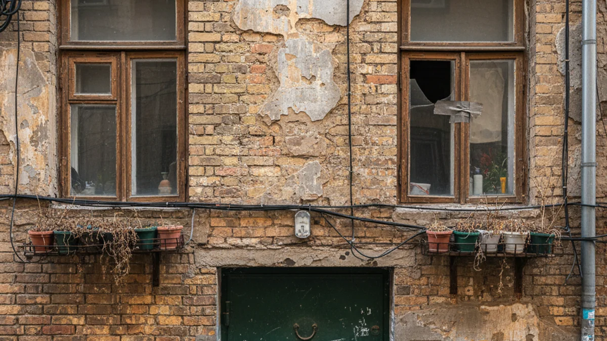 Façana d'un edifici residencial antic amb balcons, simbolitzant la lluita veïnal per l'habitatge.