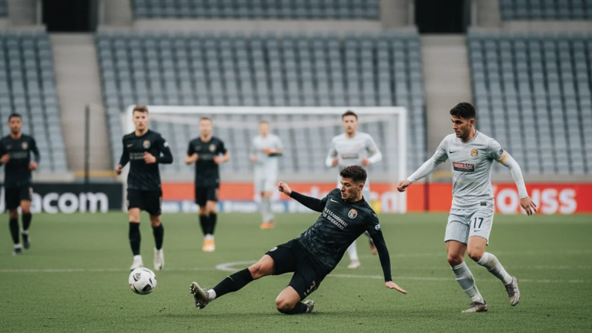 Vista genèrica d'un camp de futbol amb jugadors en acció durant un partit amistós.