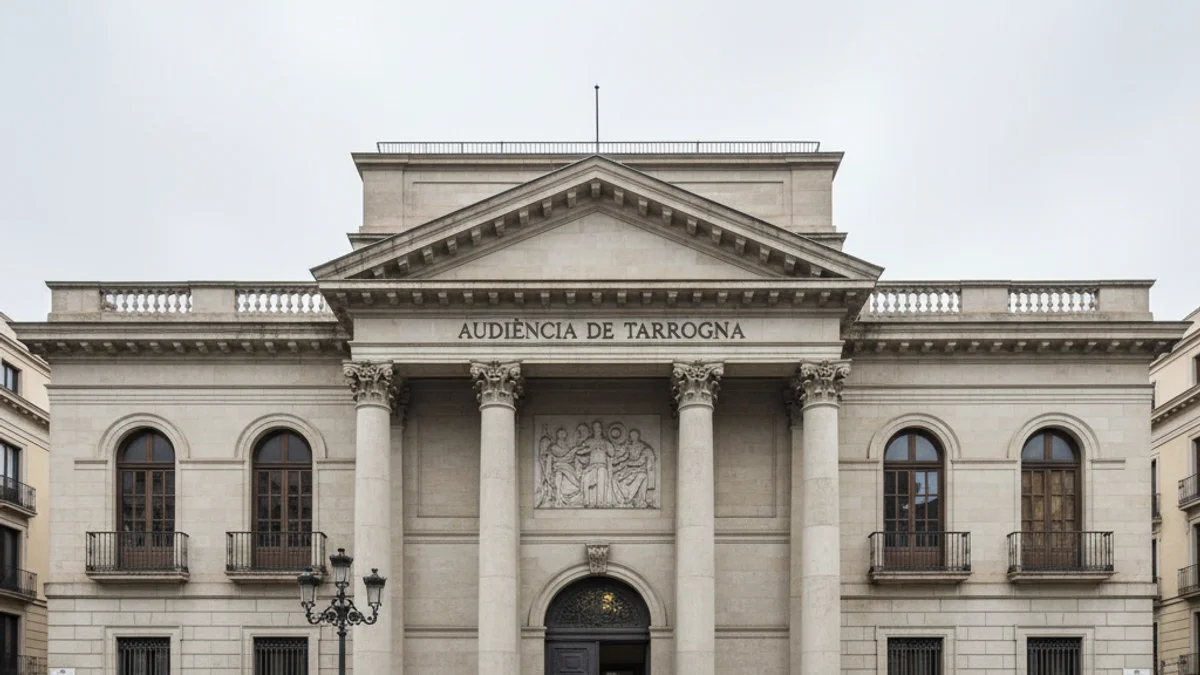 Imatge genèrica d'un edifici judicial o una sala de vistes buida a l'espera d'una sentència.