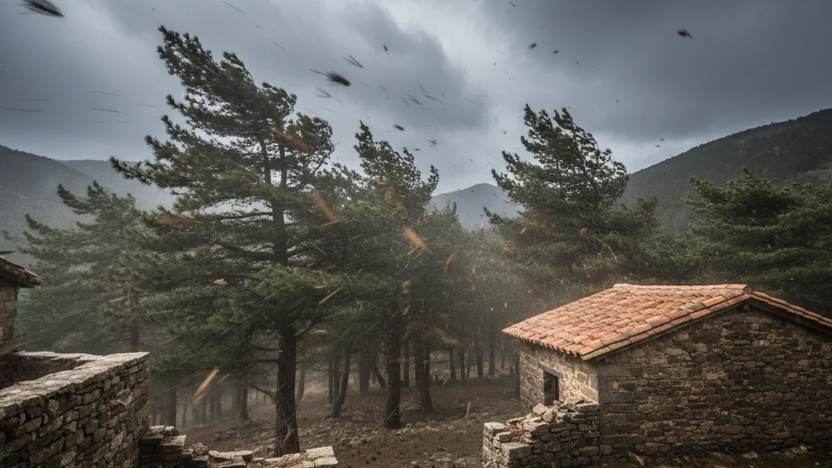 Imatge genèrica de fortes ratxes de vent en una zona de muntanya.