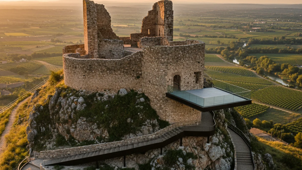 Generic image of the new viewpoint installed at the medieval castle ruins in Aitona.