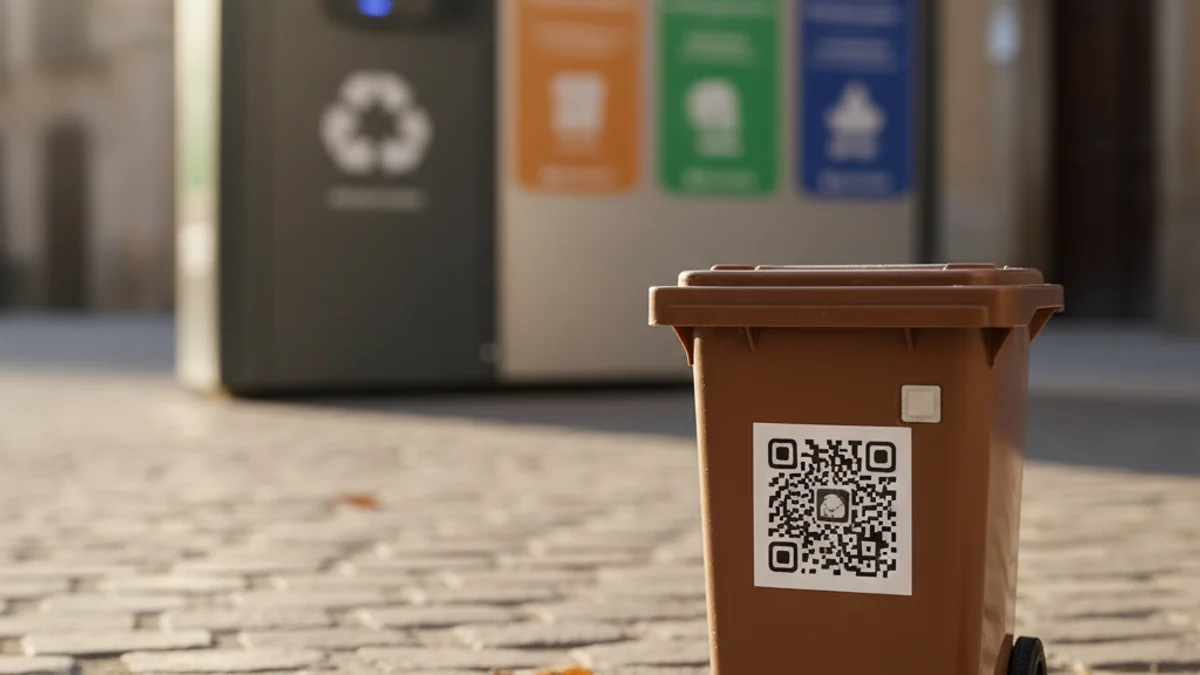 Imatge genèrica d'un cubell de brossa orgànica amb un sistema d'identificació electrònica.