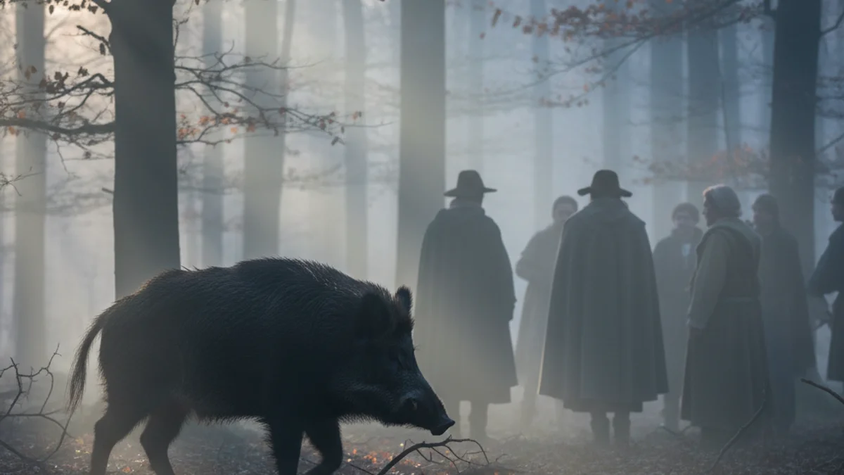 Imatge genèrica d'un porc senglar en un entorn forestal, vector principal de la pesta porcina.