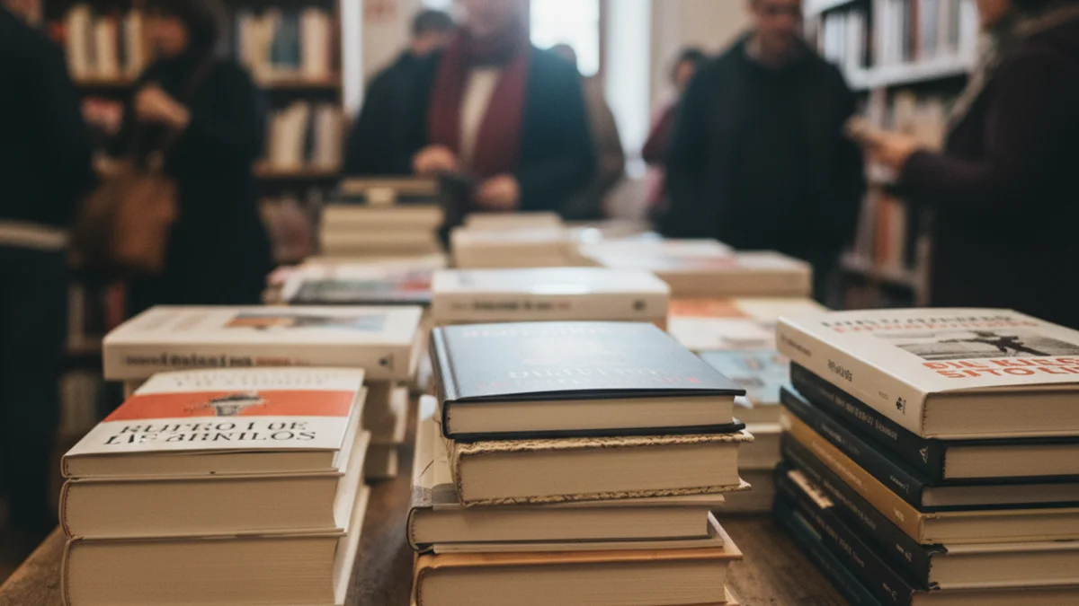 Generic image of books prepared for a literary presentation.