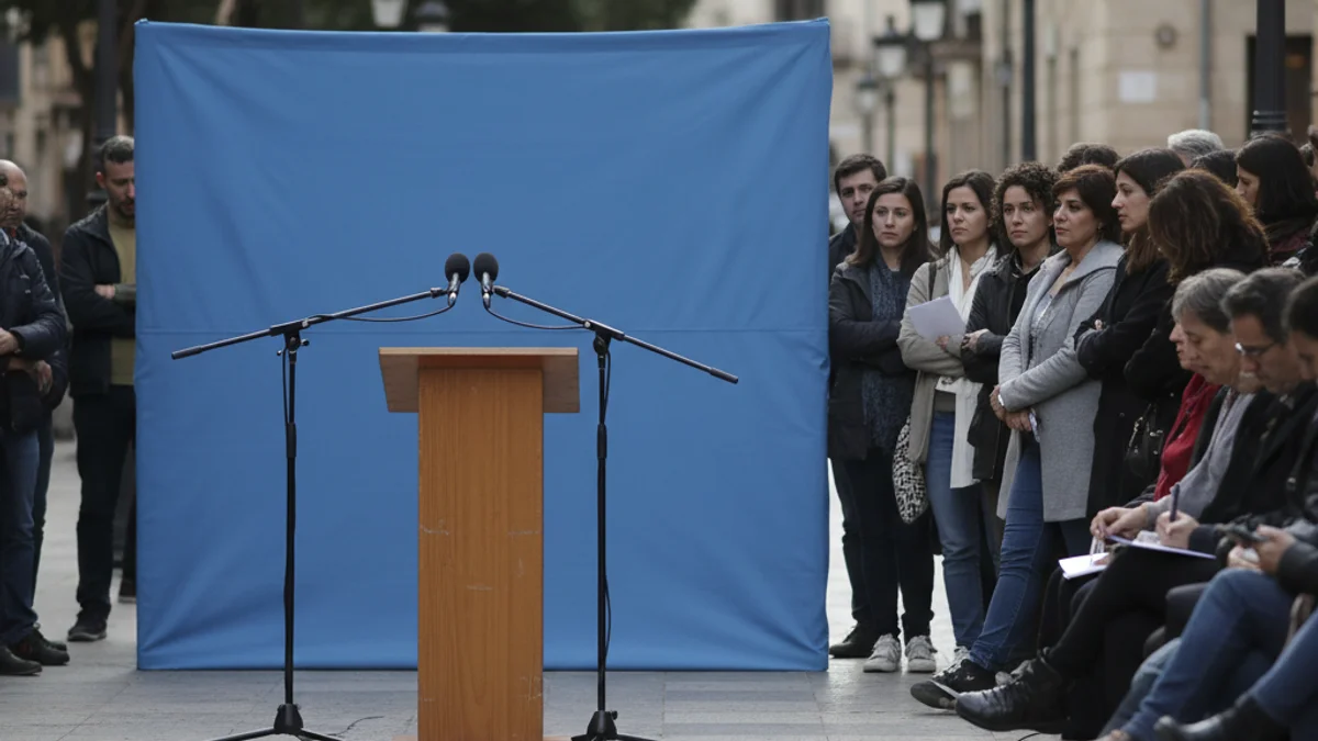Imagen genérica de un puesto informativo político en un espacio público.