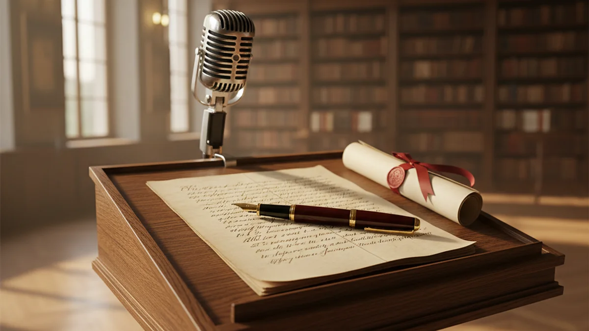 Imatge genèrica d'un manuscrit i una ploma estilogràfica preparats per a un certamen literari.