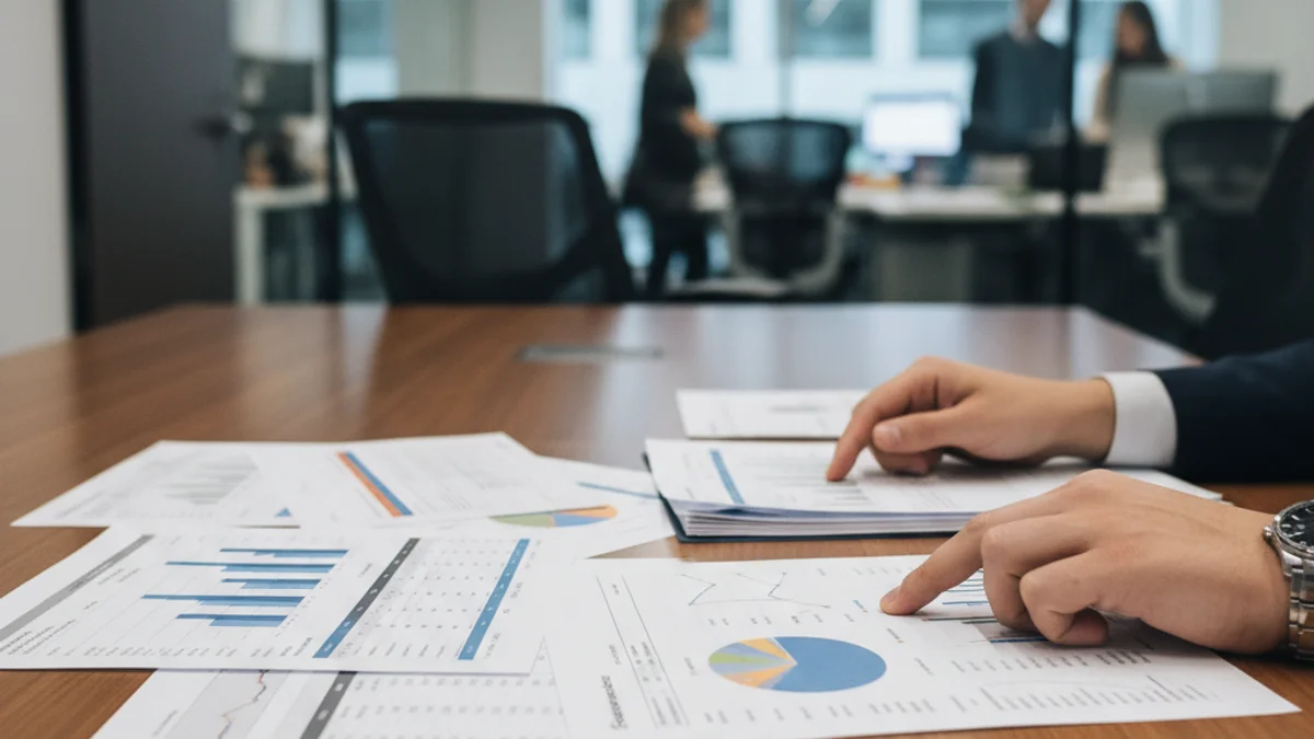 Imatge genèrica d'una seu bancària o d'una sala de reunions corporativa amb documents financers sobre una taula.