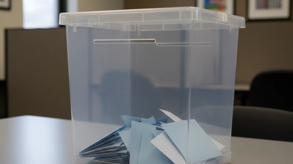 Urna de votació en un espai públic municipal.